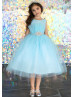 Tulle Ruffle Bodice Flower Girl Dress With Beaded Waist